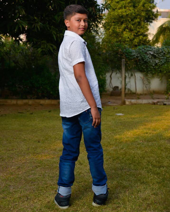 White Cutwork Kids Shirt