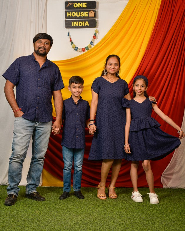 Ink Blue Cutwork Short Family