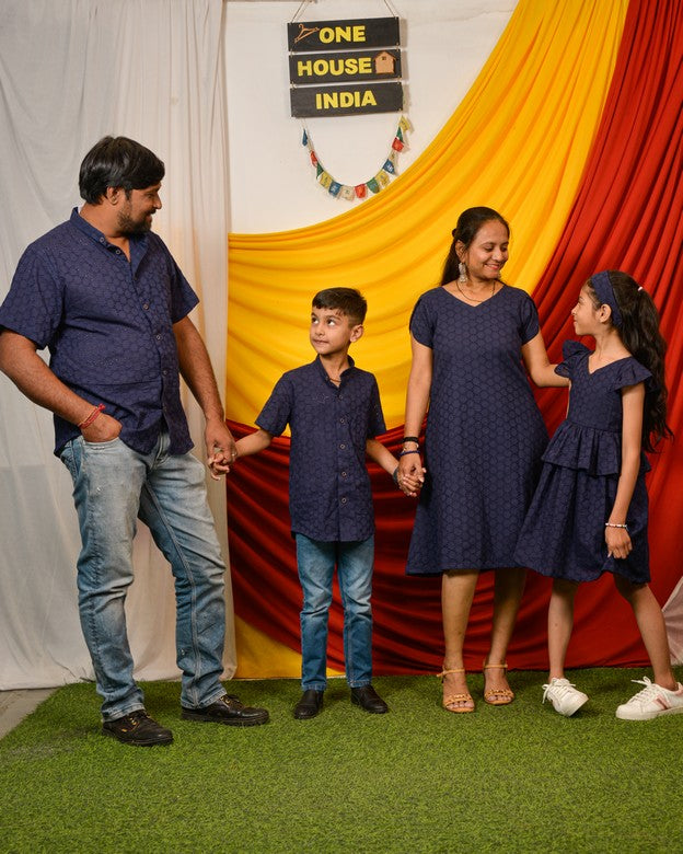 Ink Blue Cutwork Short Family