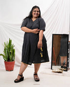 Black Kantha Wrap Plus Size Dress