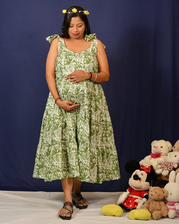 Pista Forest Tie Up Maternity Dress