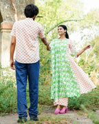 Swan White Anarkali Couple Set