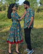 Turquoise Floral Frill Couple