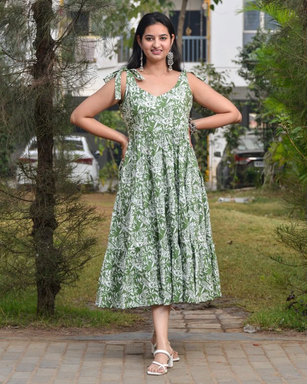 Pista Forest Tie Up Dress