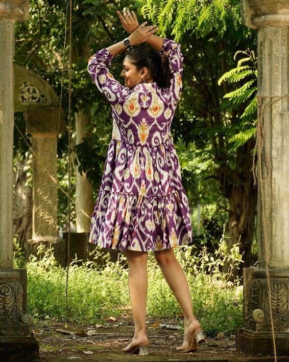 Purple Lisa Frill Collared Dress