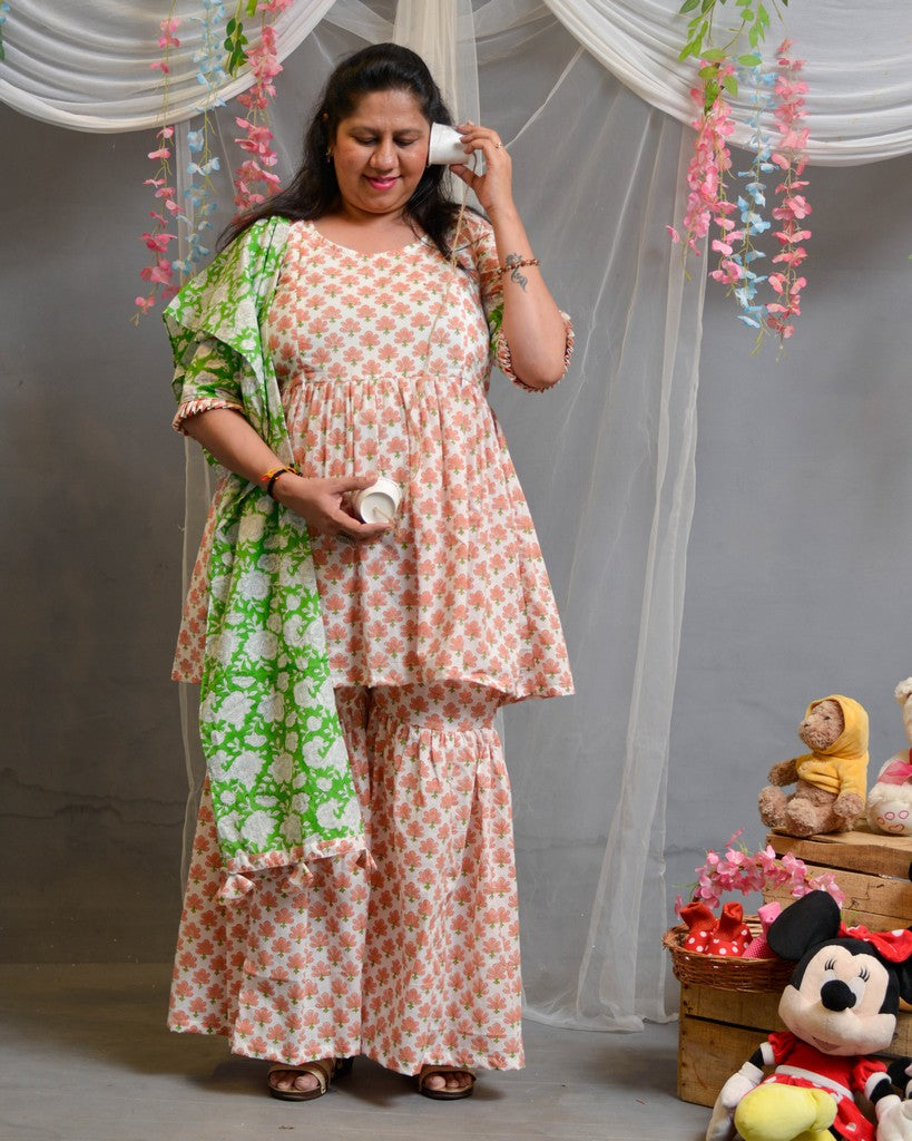 Swan White Sharara Maternity Set