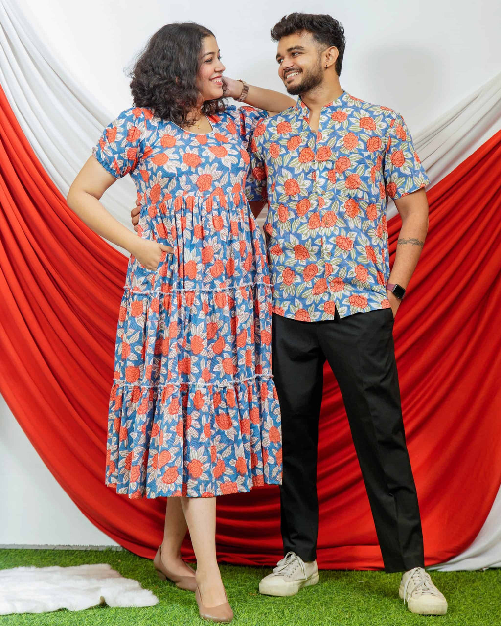 Blooming Vine Tiered Dress Couple Set