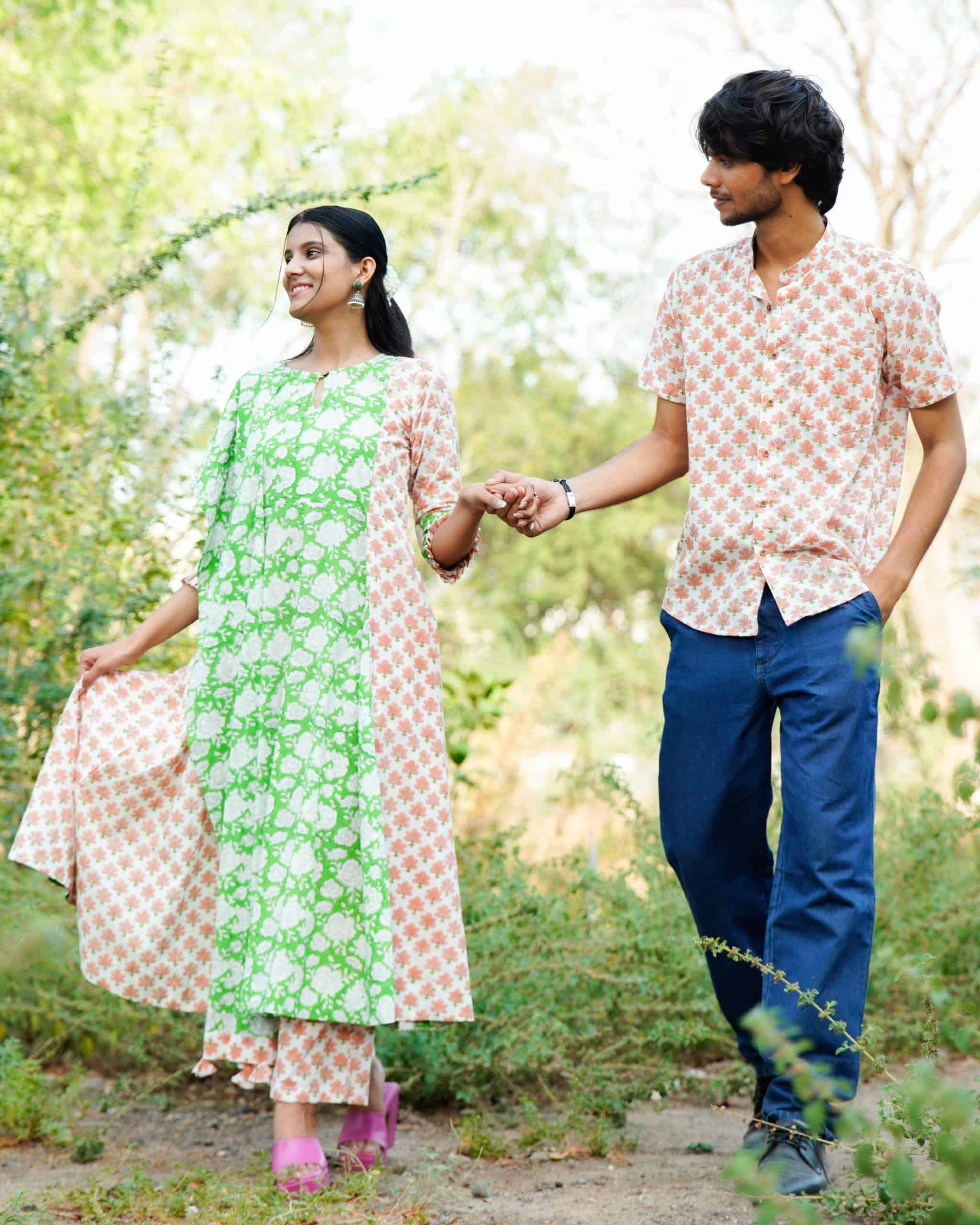 Swan White Anarkali Couple Set