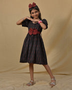 Black Diverting Threads Kids Dress