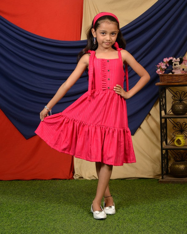 Starry Hot Pink Kids Dress