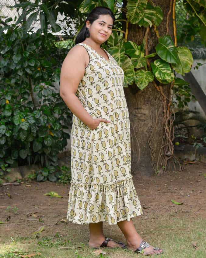 Green Mango Long Frill Dress