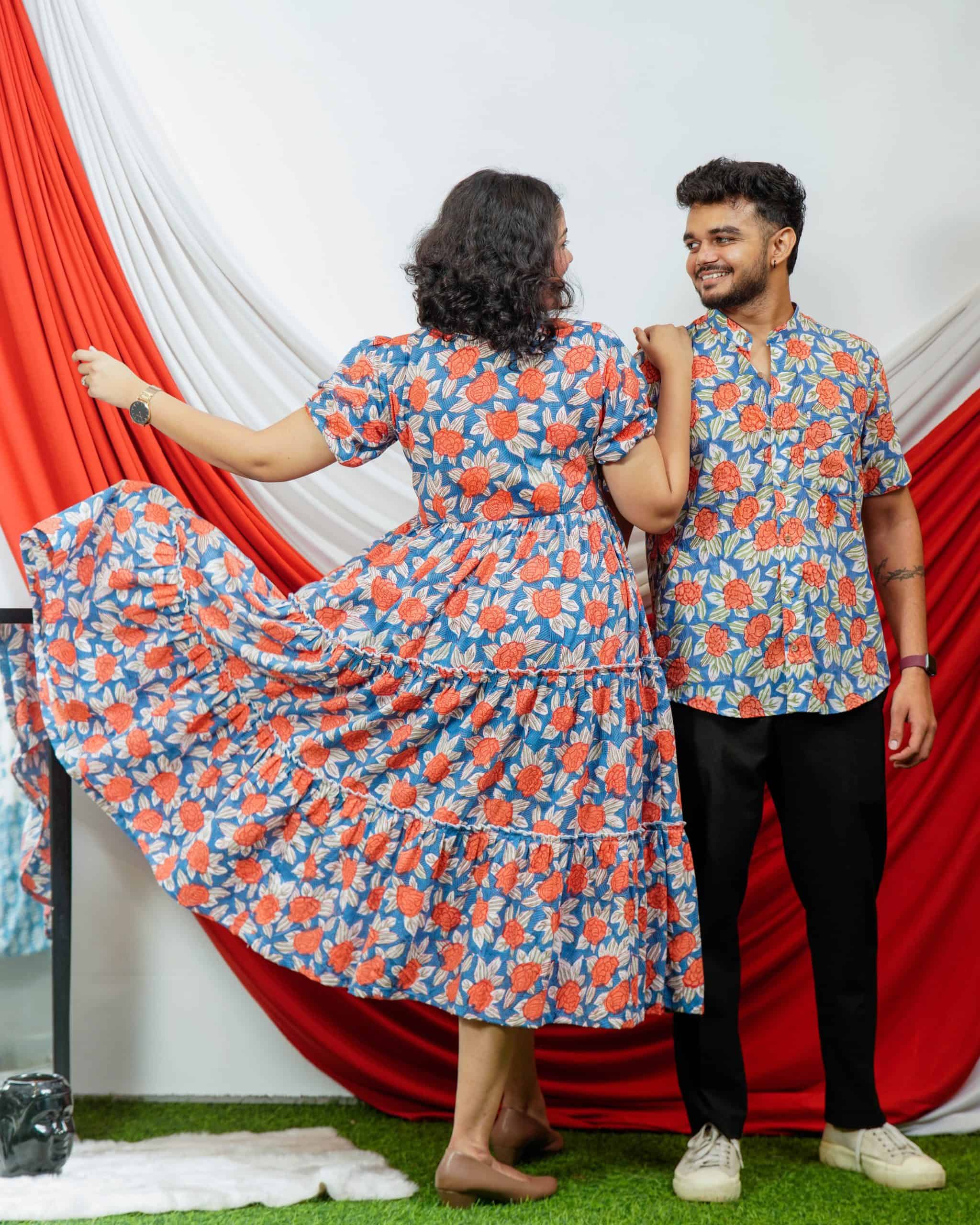 Blooming Vine Tiered Dress Couple Set