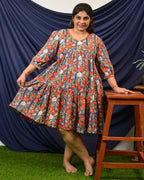 Crimson Blue Floral Short Maternity Dress