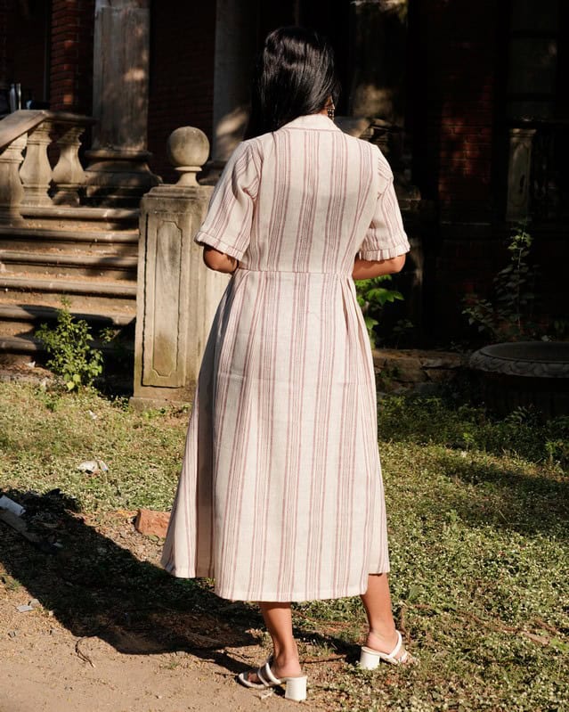 Maroon Checkered Dress with Shrug