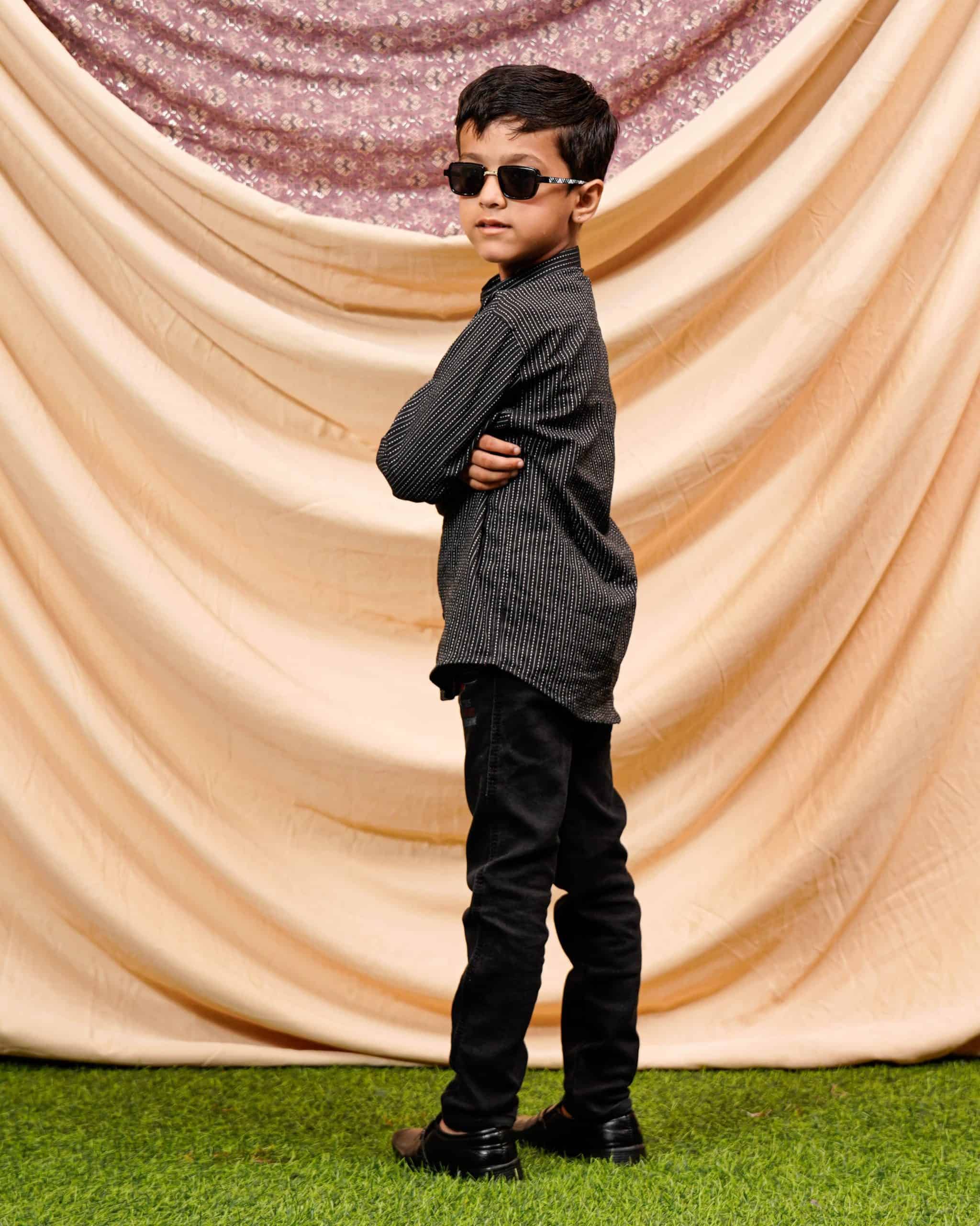 Black Kantha Kids Shirt