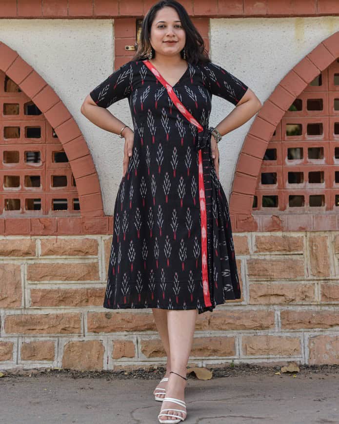 Black Ikat Trench Dress