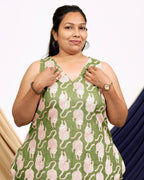 Green Kitty Short Frill Plus Size Dress