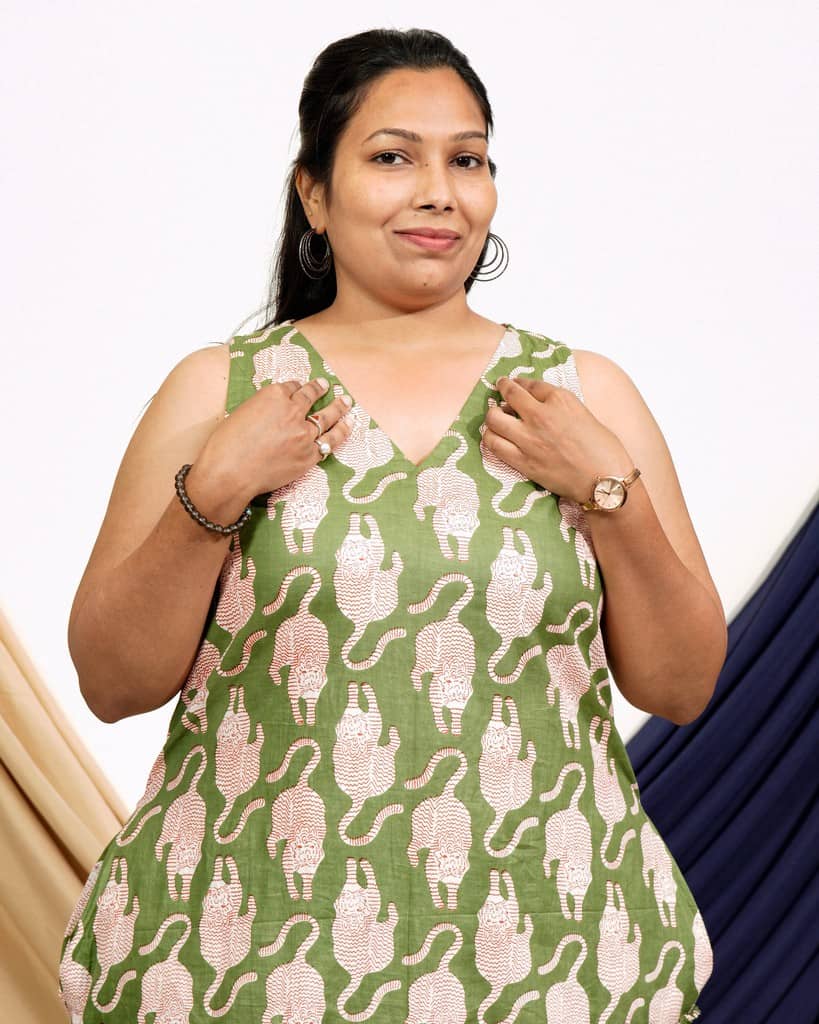 Green Kitty Short Frill Plus Size Dress