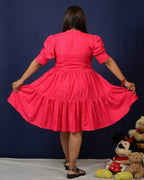 Starry Hot Pink Short Maternity Dress