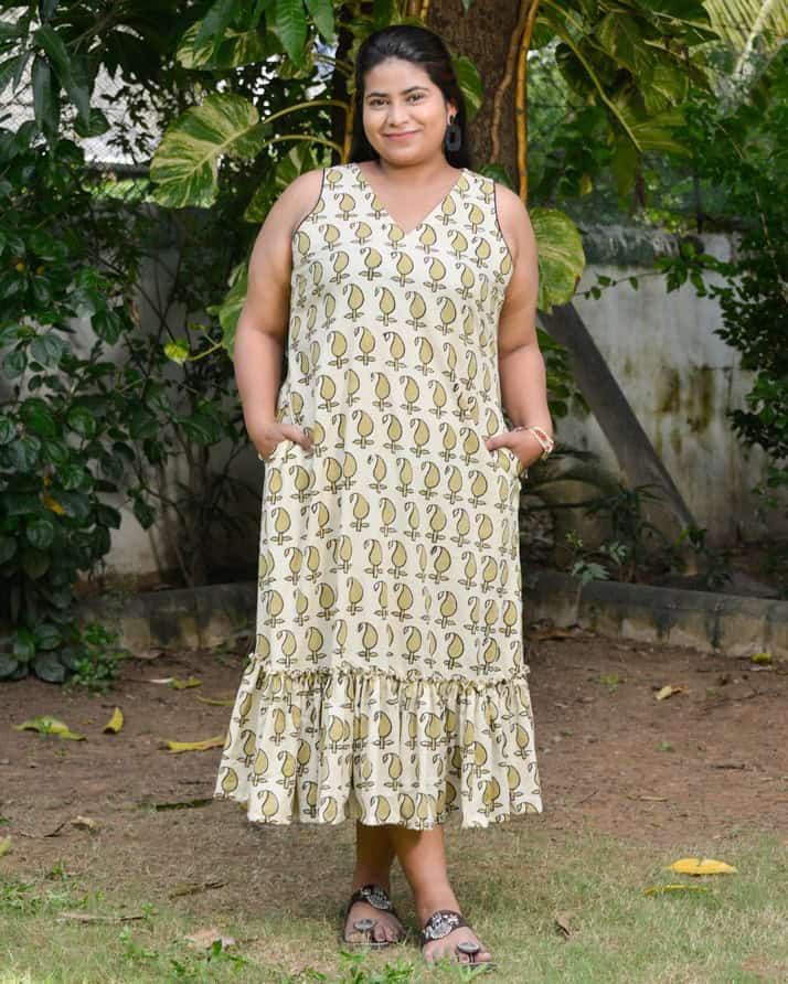 Green Mango Long Frill Dress