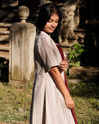 Maroon Checkered Dress with Shrug