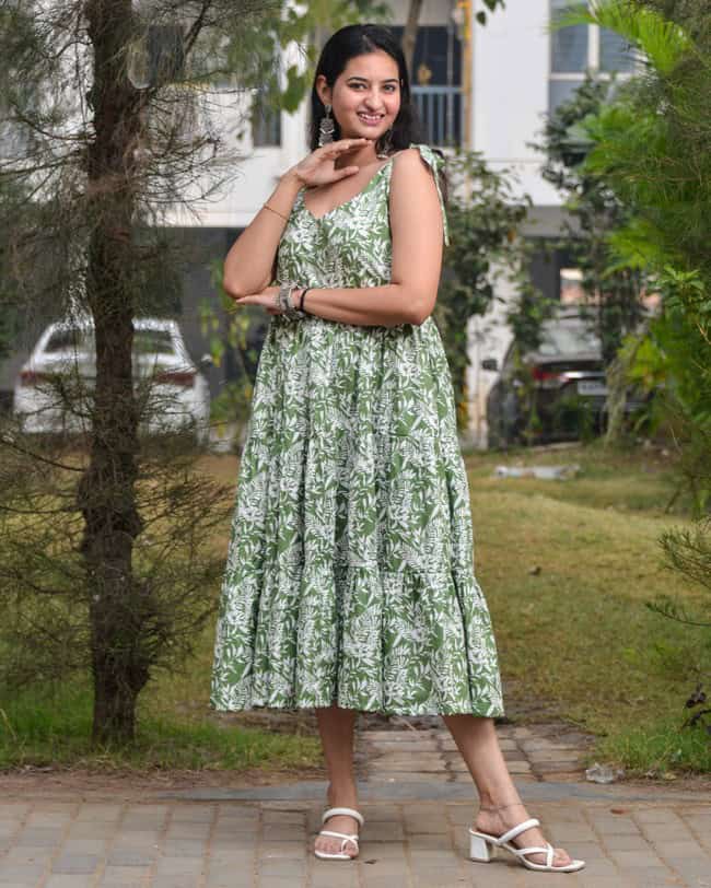 Pista Forest Tie Up Dress