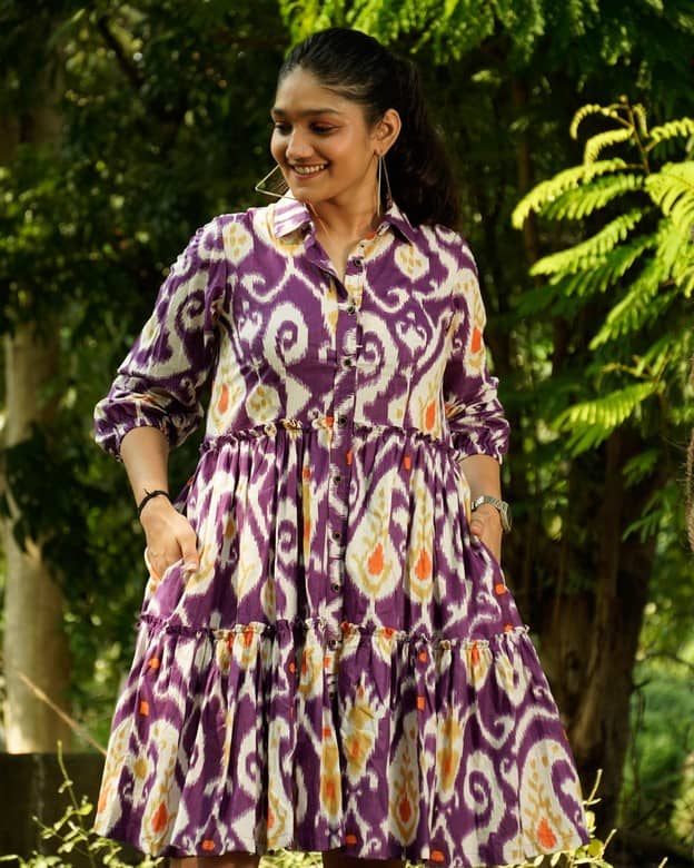 Purple Lisa Frill Collared Dress