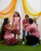 Pink Peacock Frill Family Set