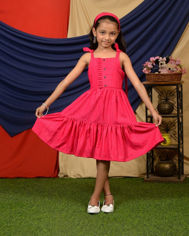 Starry Hot Pink Kids Dress