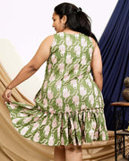 Green Kitty Short Frill Plus Size Dress