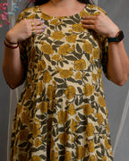 Yellow Cannas Frill Maternity Dress
