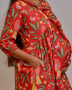 Red Bird Short Maternity Dress