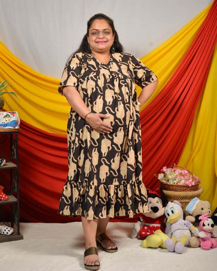 Black Lisa Midi Maternity Dress