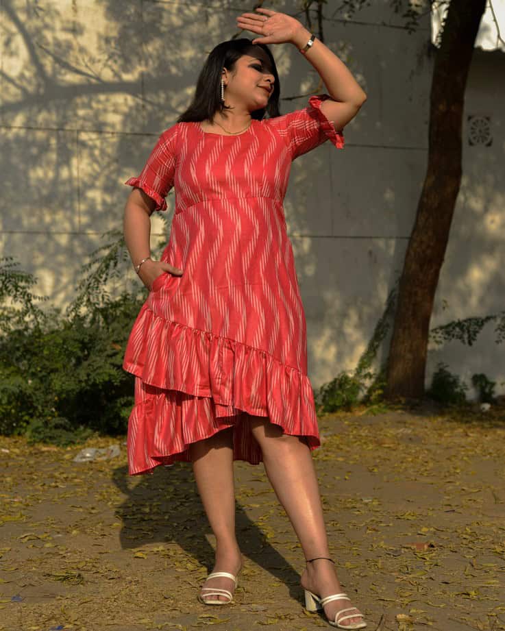 Flamingo Pink Senorita Ikat Nursing Dress