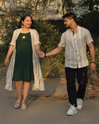 Green Mirror Dress with Shrug Family Set