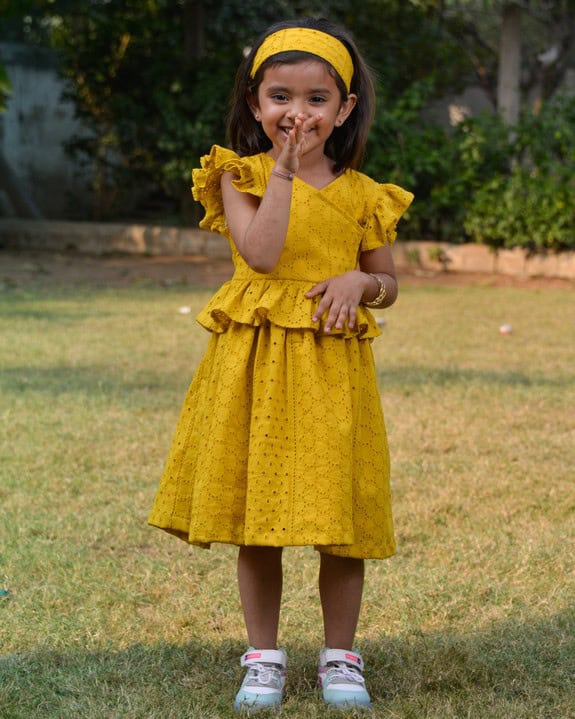 Sunbeam Yellow Cutwork Dress Main image