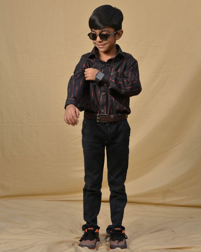 Black Diverting Threads Kids Shirt