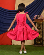 Starry Hot Pink Kids Dress