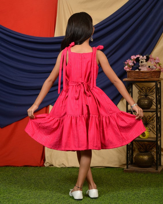 Starry Hot Pink Kids Dress