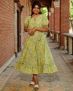Tangy Lemon Frill Maternity Dress