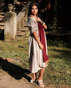 Maroon Checkered Dress with Shrug