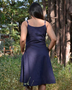 Navy Mirror Dress with Shrug Couple Set