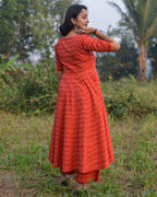 Canary Red Anarkali Maternity Set