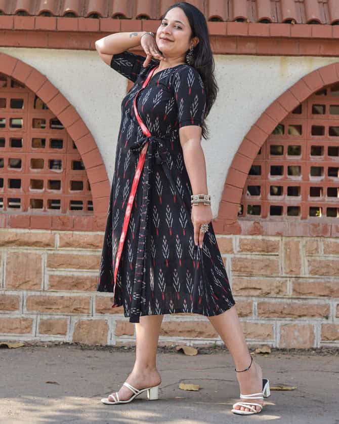 Black Ikat Trench Dress