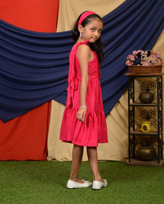 Starry Hot Pink Kids Dress