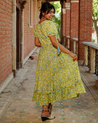 Tangy Lemon Frill Maternity Dress