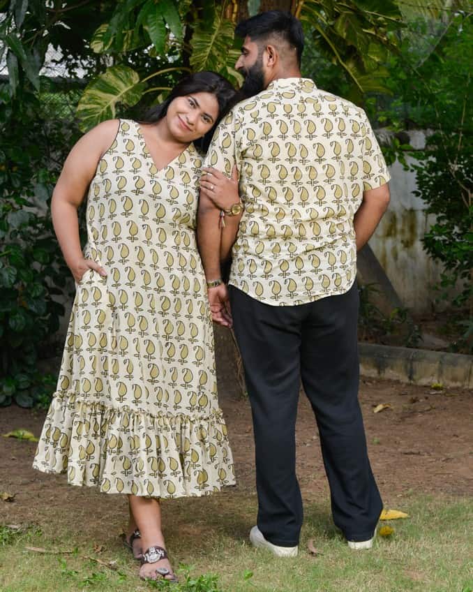 Green Mango Long Frill Couple Set