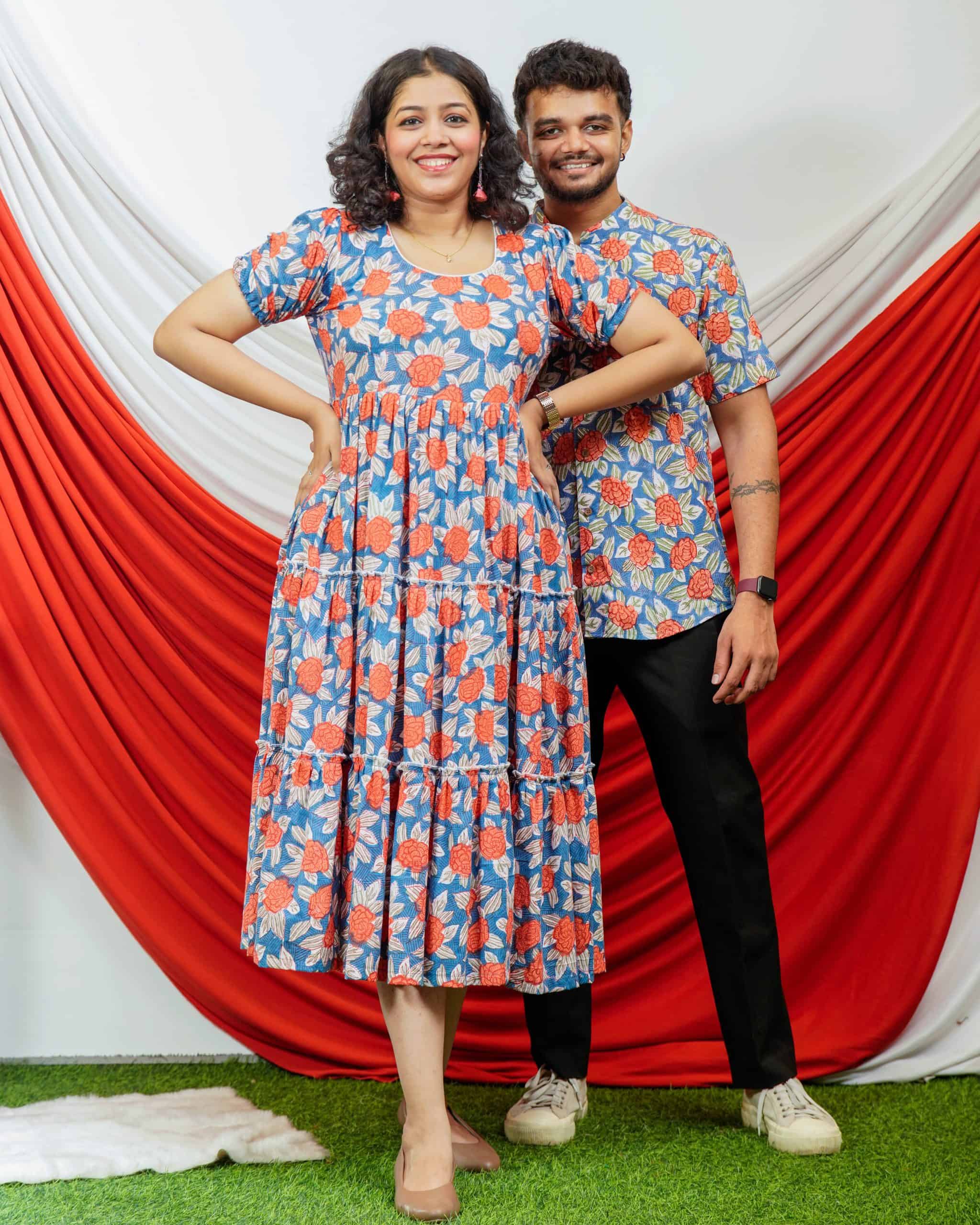 Blooming Vine Tiered Dress Couple Set