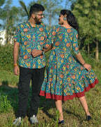 Turquoise Floral Frill Couple