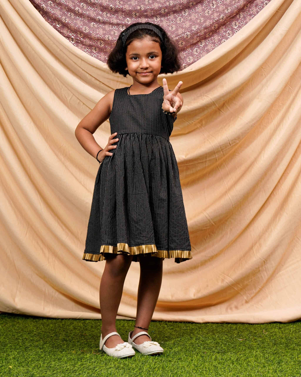Black Kantha Kids Dress